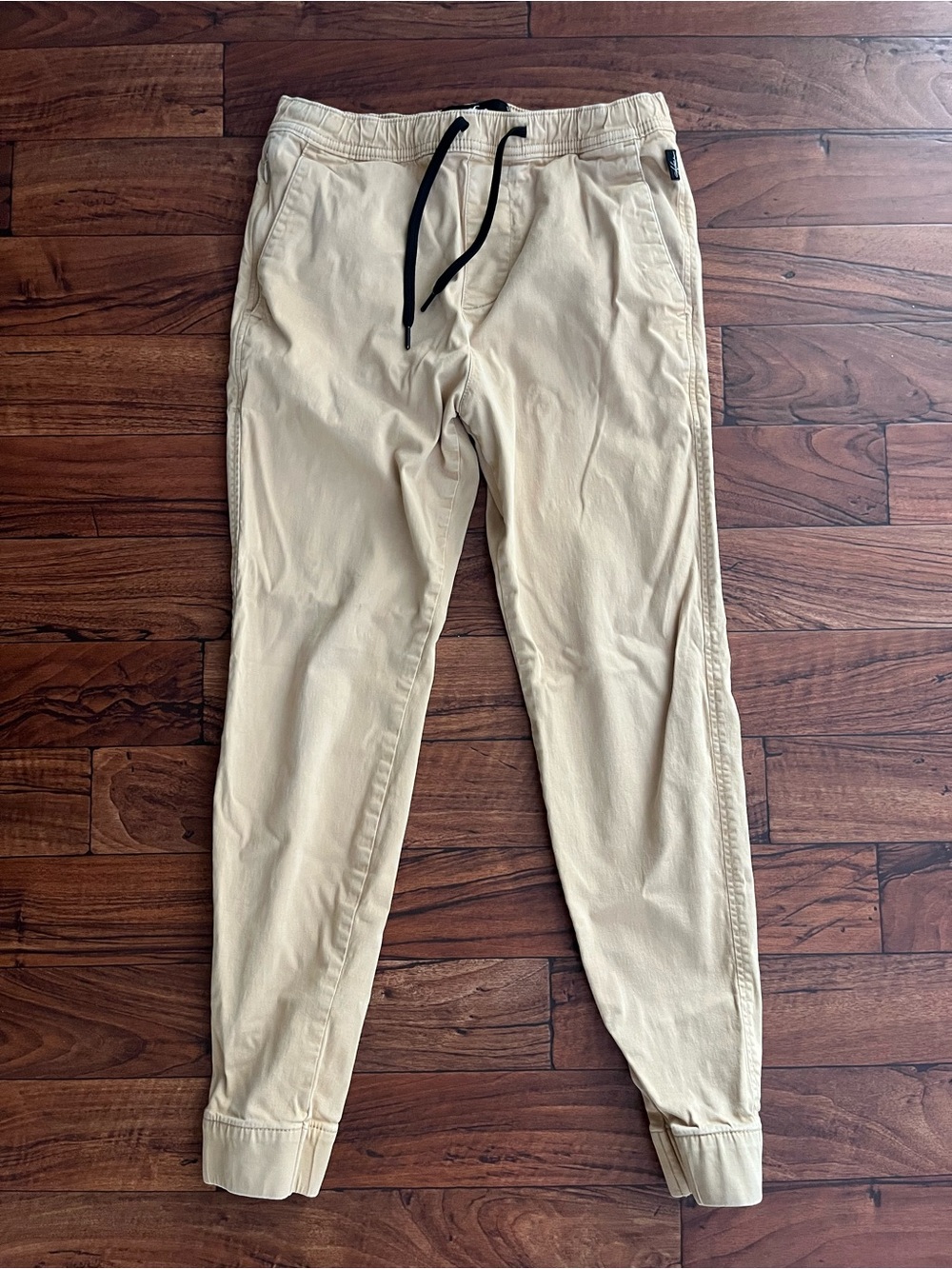 Hollister Light Tan Jogger Pants with Black Drawstring